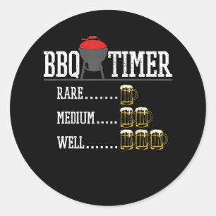 BQ BBQ Timer Funny Beer Steak Grilling Grill Gril Runt Klistermärke
