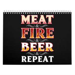 BQ  BQ Grill Smoking Kött Fire Beer Repetering Kalender