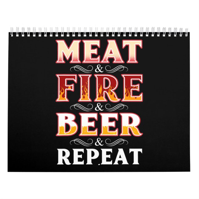 BQ| BQ Grill Smoking Kött Fire Beer Repetering Kalender (Omslag)