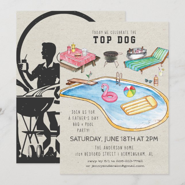 BQ-inbjudan för Retro Fars dag Inbjudningar (Fram/baksida)