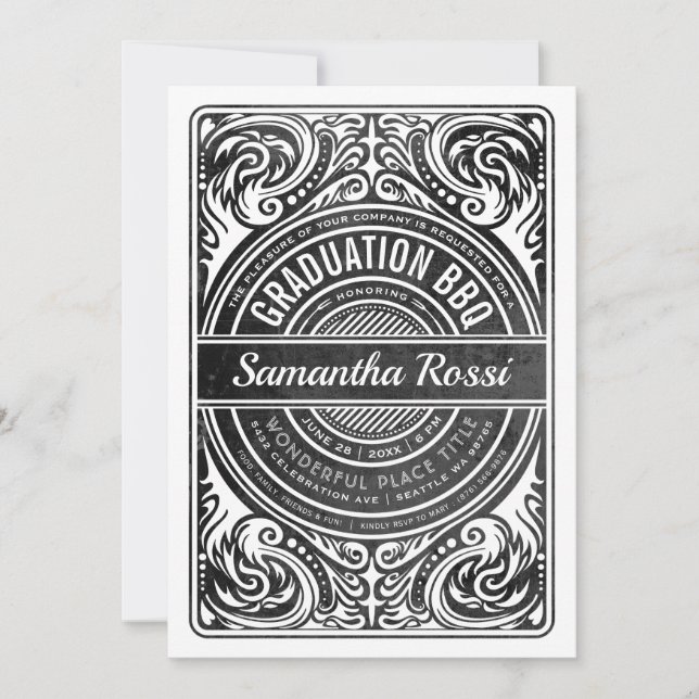 BQ-inbjudningar för Graduatioin Black & White Inbjudningar (Framsida)
