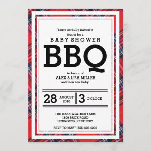 BQ-partiinbjudan för Red Play Baby Shower Inbjudningar