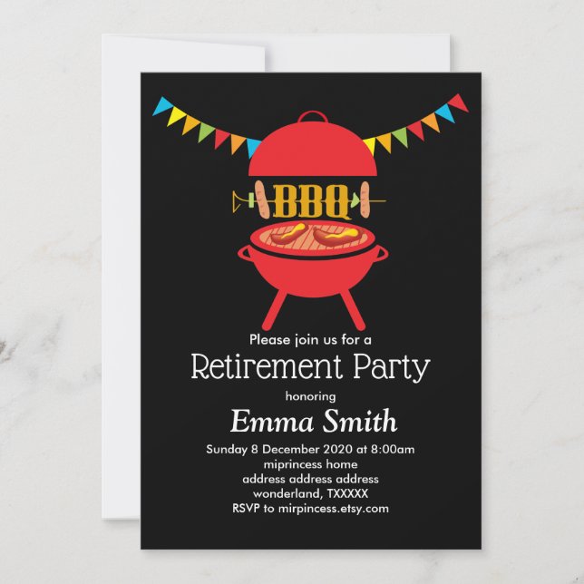 Bq pension party, barbecue, Bq grill Inbjudningar (Framsida)