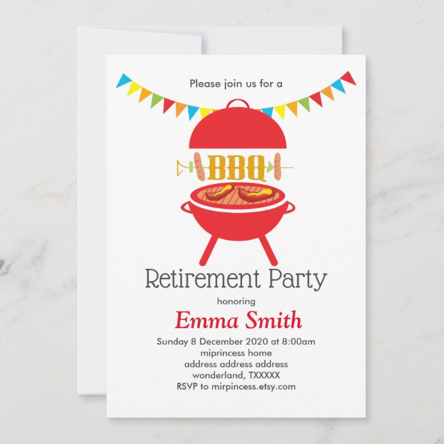 Bq pension party, barbecue, Bq grill Inbjudningar (Framsida)