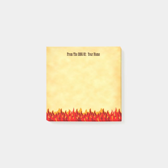 BQ Red Flames Editable Westerna Brev Post-it Block (Framsida)