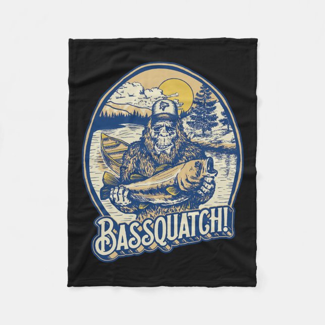 Bquatch! B Fisherman Sasquatch Funny Bigfoot Fishi Fleecefilt (Framsidan)