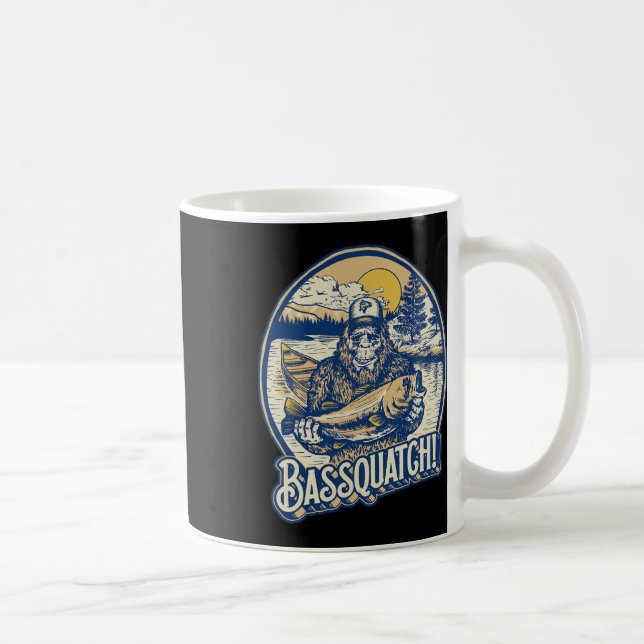Bquatch! B Fisherman Sasquatch Funny Bigfoot Fishi Kaffemugg (Höger)