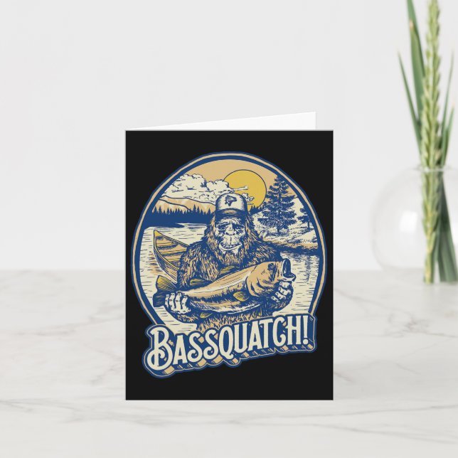 Bquatch! B Fisherman Sasquatch Funny Bigfoot Fishi Kort (Framsida)
