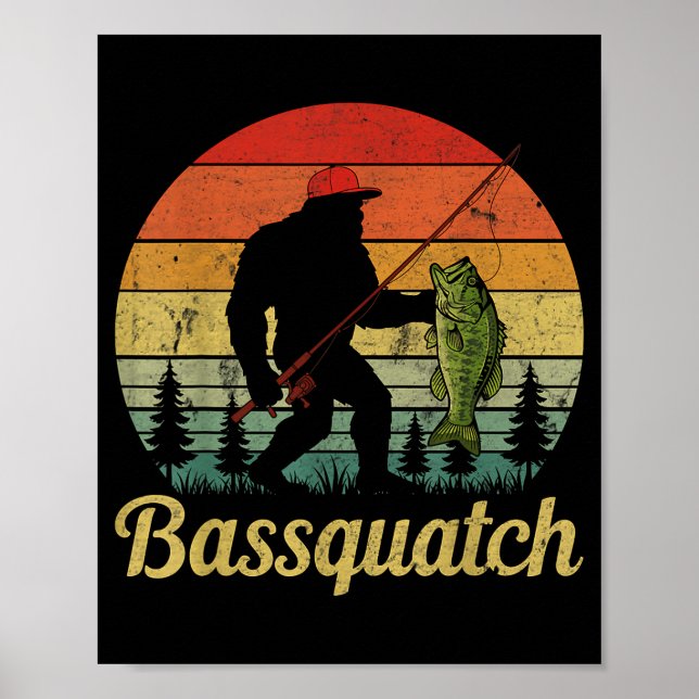 Bquatch B Fishing Humor Bigfoot Ufo Sasquatch  Poster (Framsidan)