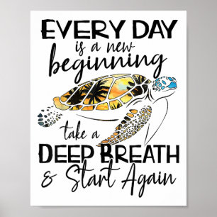 Bqwq Sköldpadda Varje Dag Är En Ny Början Motivati Poster
