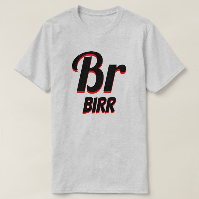 Br ብ ር etiopiskt fågelgrått t-shirt (Design framsida)
