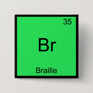 Br - Braille Rolig T-Shirt med Kemiskt Element Sym Knapp