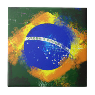 BR Brasil brazilian-flagga Kakelplatta