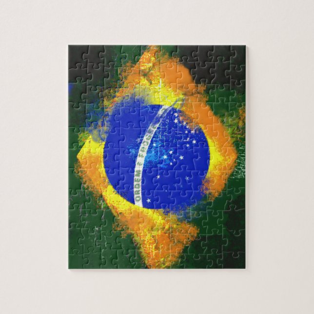 BR Brasil brazilian-flagga Pussel (Vertikal)