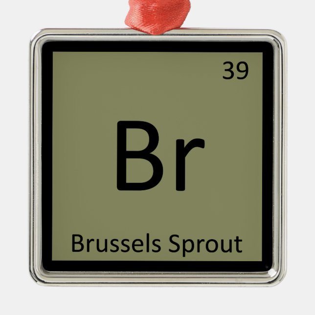 Br - Brysselkål Grönsak Kemisymbol Julgransprydnad Metall (Framsidan)