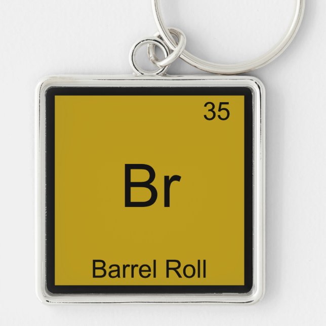 Br - Fattrulle Roligt Element Meme Kemi T-Shirt Fyrkantig Silverfärgad Nyckelring (Framsidan)