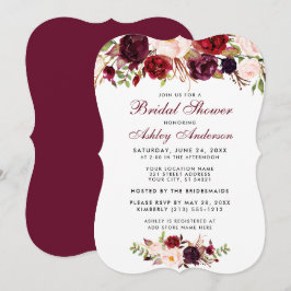 BR-inbjudan för Burgundy-Blommigt för möhippa Inbjudningar