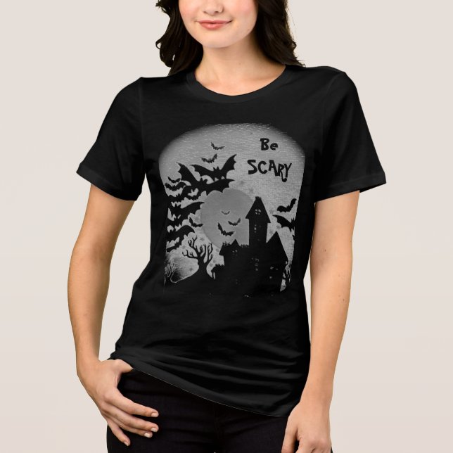 Br Scary Haunted House T-Shirt (Framsida)