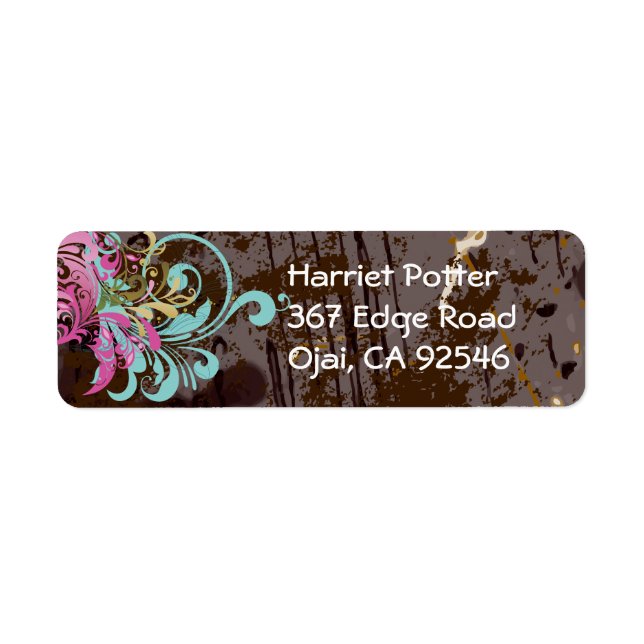 Bra Abstrakt Coola Cute Girly Retro Mode Returadress Etikett (Framsidan)