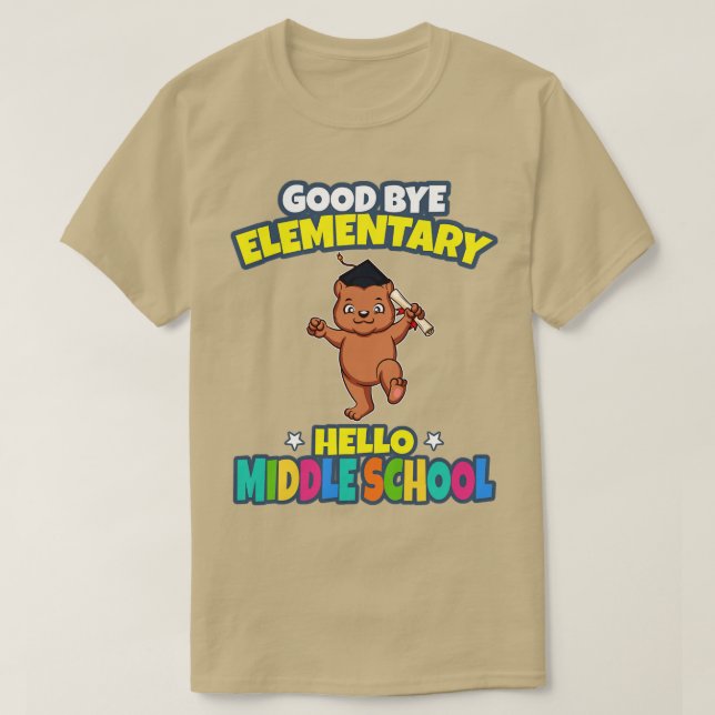 Bra Adjö Elementär Hej Mitten School Studenten T Shirt (Design framsida)