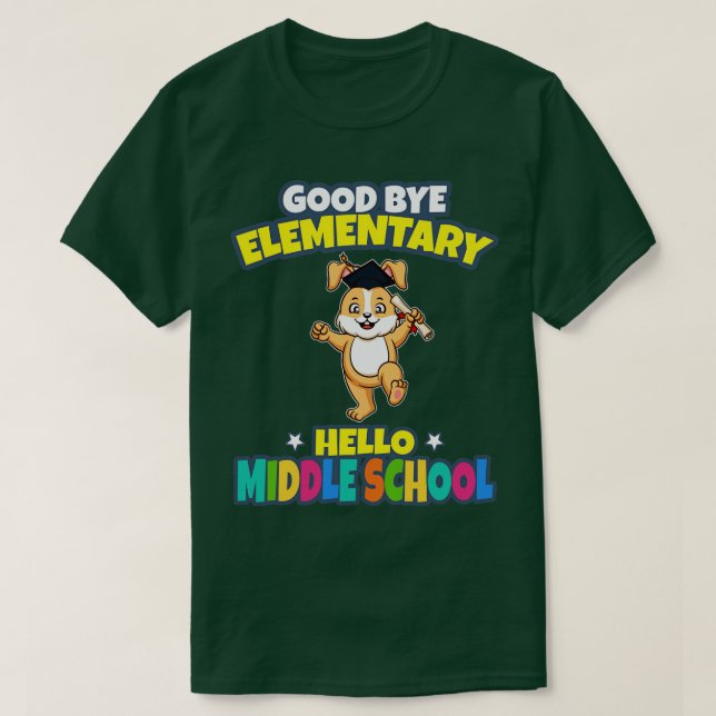 Bra Adjö Elementär Hej Mitten School Studenten T Shirt (Design framsida)