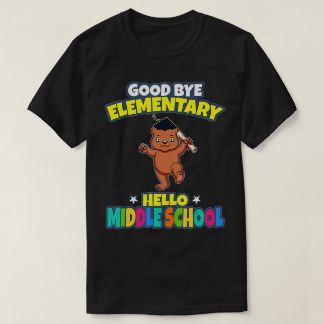 Bra Adjö Elementär Hej Mitten School Studenten T Shirt (Design framsida)