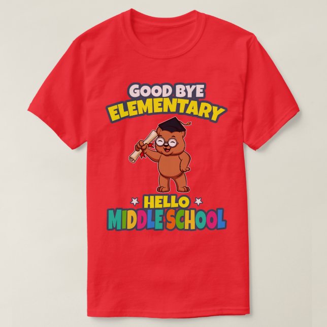 Bra Adjö Elementär Hej Mitten School Studenten T Shirt (Design framsida)