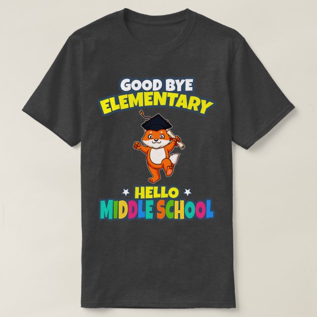 Bra Adjö Elementär Hej Mitten School Studenten T Shirt (Design framsida)