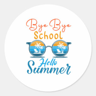 bra Adjö hej i skolan sommar Runt Klistermärke