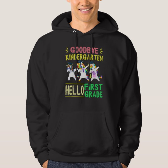 Bra Adjö Kindergarten Hej First Klass Dabbing Un Hoodie (Framsida)
