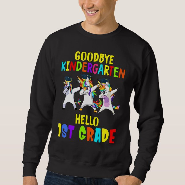 Bra Adjö Kindergarten Hej First Klass Dabbing Un Lång Ärmad Tröja (Framsida)