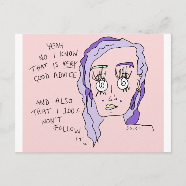 Bra Advice | Skriv ut vykort | #overhear (Framsida)