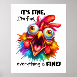 Bra, allt är BRA Funny Chicken Poster