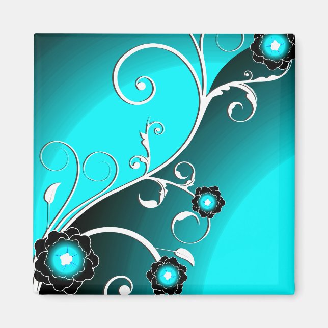 Bra Aqua Coola Cute Girly Retro Blommigt Magnet (Framsidan)