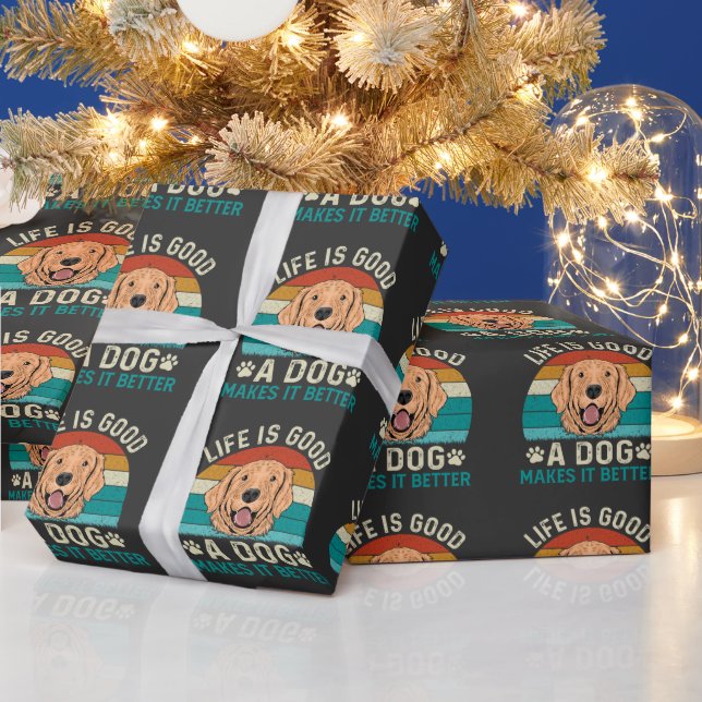 bra är en hund som gör livet bättre presentpapper (Helgdagar)