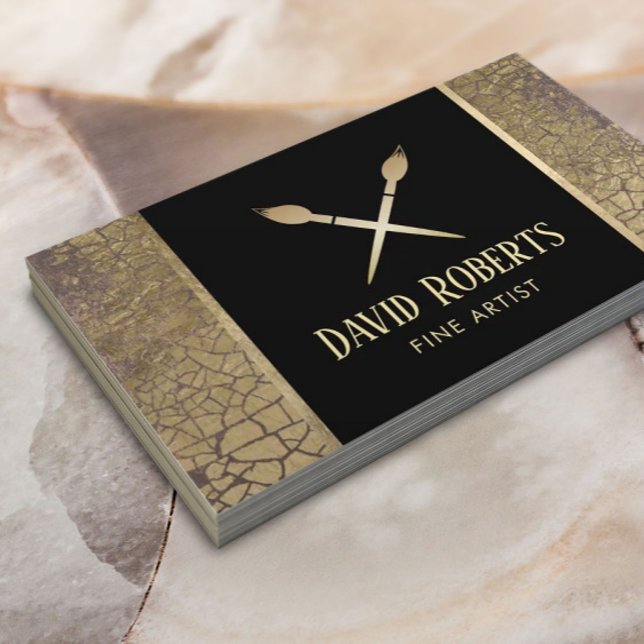 Bra Artist Art Teacher Modern Guld Crackle Visitkort (Skapare uppladdad)