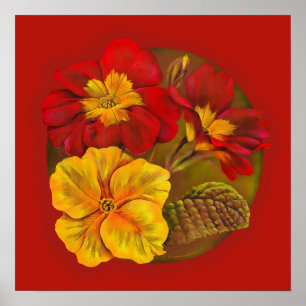 Bra av primula red gult av Sarah Trett Poster