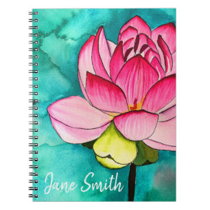 bra av rosa blomma lotus  art vattenfärg anteckningsbok
