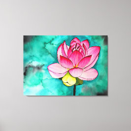 bra av rosa blomma lotus  art vattenfärg canvastryck