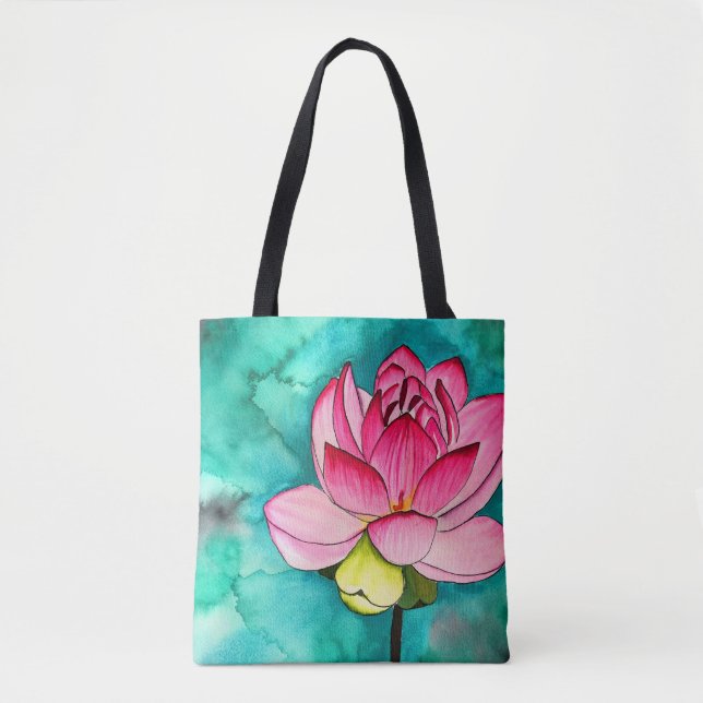 bra av rosa blomma lotus  art vattenfärg tygkasse (Framsida)