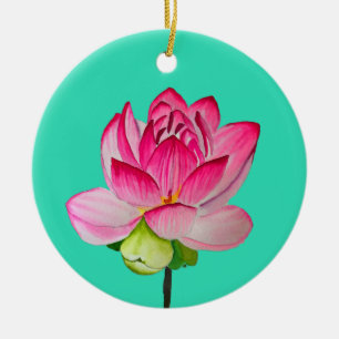 bra av rosa vattenfärgen lotus blomma julgransprydnad keramik