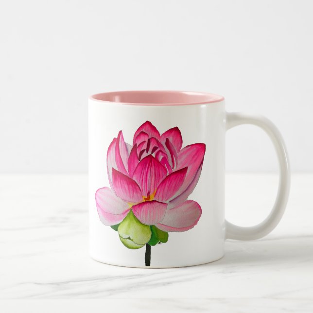 bra av Rosa vattenfärgen lotus blomma Två-Tonad Mugg (Höger)