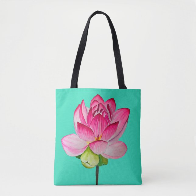 bra av rosa vattenfärgen lotus blomma tygkasse (Framsida)