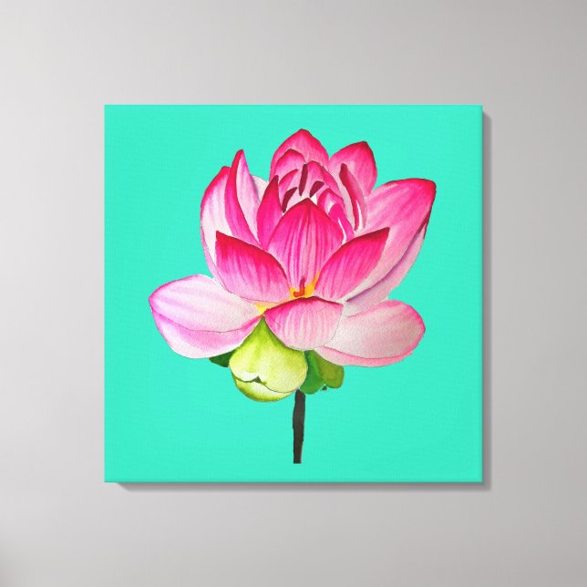 bra av vattenfärgen rosa lotus blomma canvastryck (Framsida)