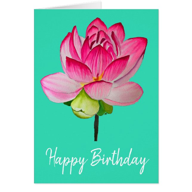 bra av vattenfärgen rosa lotus blomma hälsningskort (Framsidan)