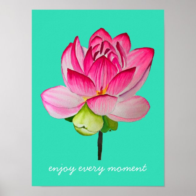 bra av vattenfärgen rosa lotus blomma poster (Framsidan)