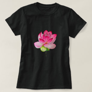 bra av vattenfärgen rosa lotus blomma t shirt