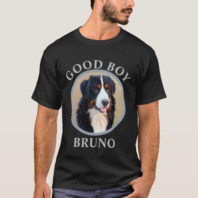Bra boy hund lägg till bild text art grått modern t shirt (Framsida)