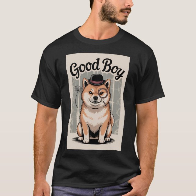 Bra Boy Hund med Bowlareare Hat T Shirt (Framsida)