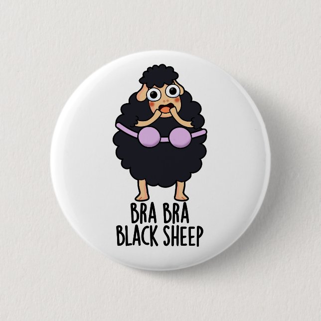 Bra-bra Black Sheep Funny Animal Pun Knapp (Framsida)